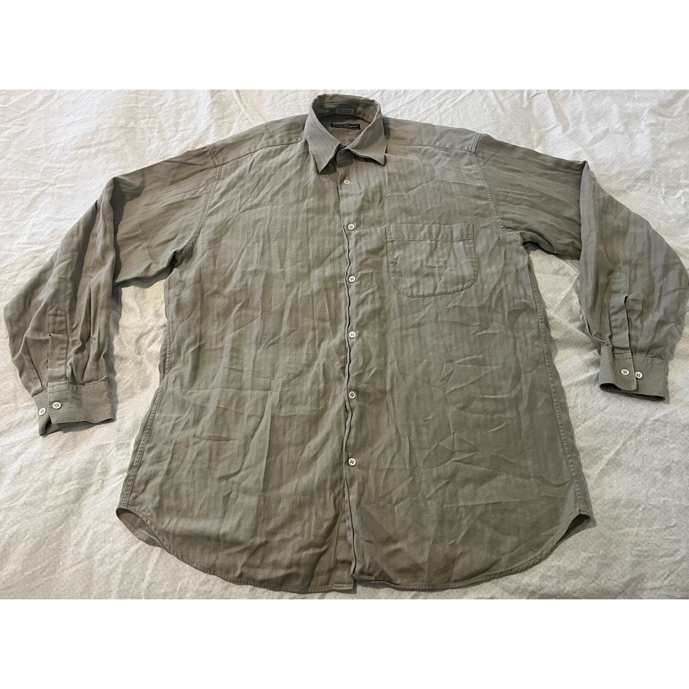 Salvatore Ferragamo Shirt Mens Medium Long Sleeve Button Up Made in Italy